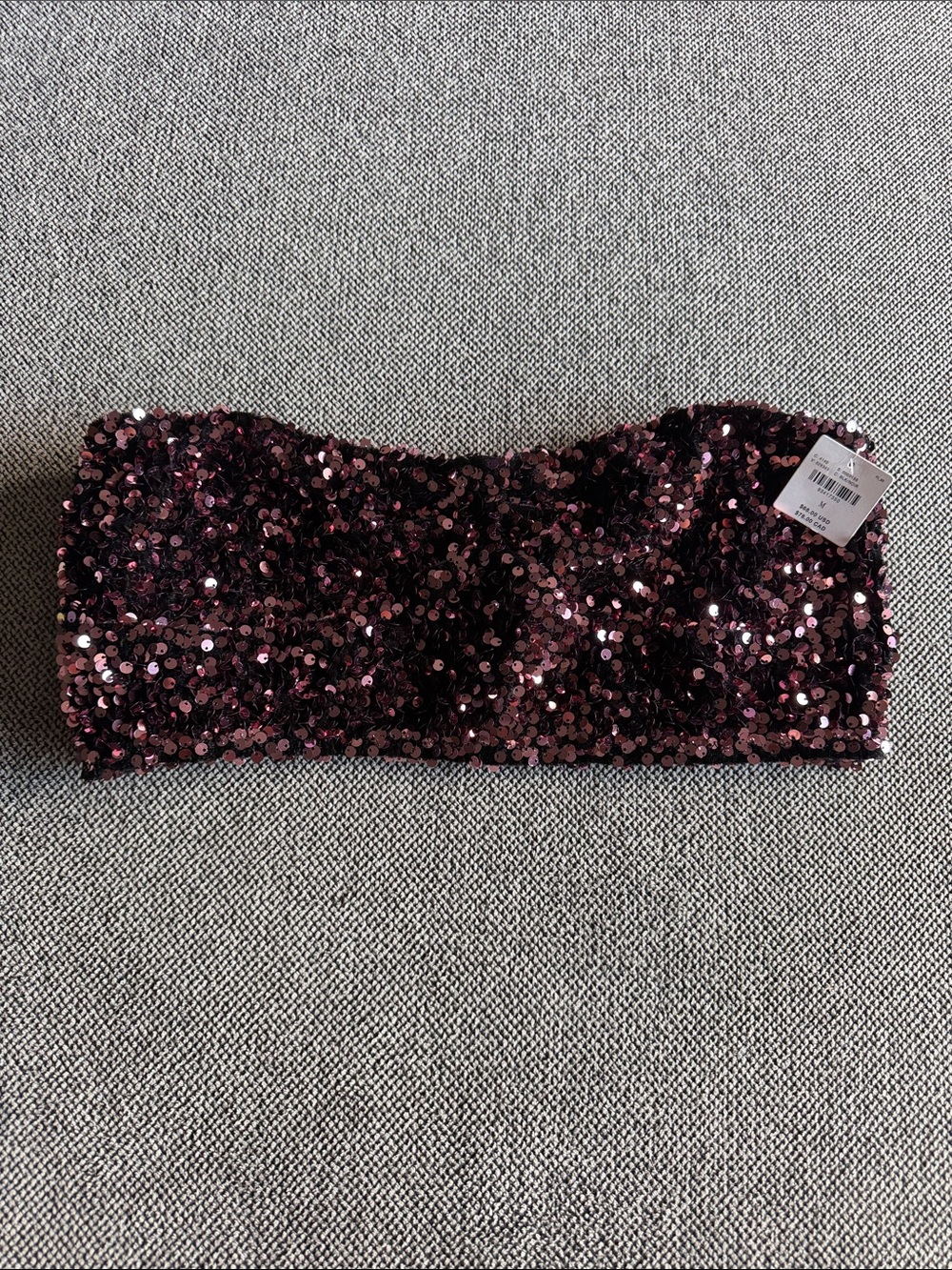 Sparkly Strapless Sequin Bandeau in Wine